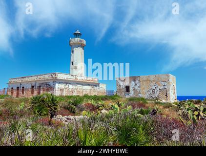 Capo Murro di Porco Leuchtturm, Syrakus, Sizilien, Italien Stockfoto