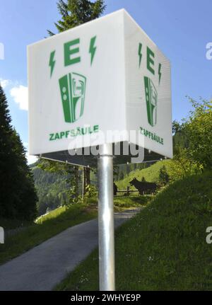Grünes Schild für Ladestation für Elektrofahrzeuge Stockfoto