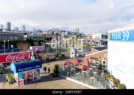 Eintritt zum Pier 39, Fisherman's Wharf District, San Francisco, Kalifornien, USA Stockfoto