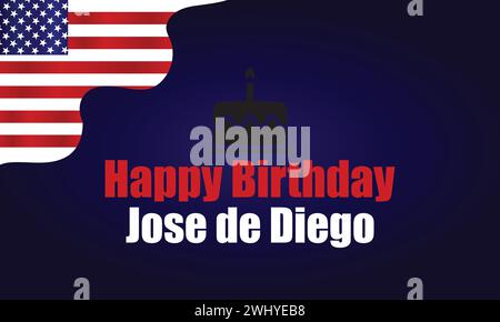 Happy Birthday Jose de Diego mit Illustration der usa-Flagge Stock Vektor