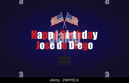 Happy Birthday Jose de Diego mit Illustration der usa-Flagge Stock Vektor