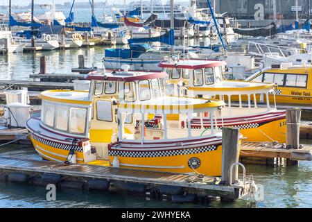 Lil Wassertaxis legen an East Marina, Pier 39, Fisherman's Wharf District, San Francisco, Kalifornien, Usa Stockfoto