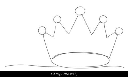Krone eine Linie Zeichnung isoliert auf weißem Hintergrund Stock Vektor