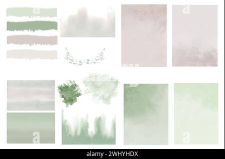 Aquarell zarte Hintergründe in einer Pastellfarbe im Vintage-Stil für Hochzeit, Frauentag, Valentinstag, Vorlage, Clipart, Tapete, Sammelalbum. Stockfoto