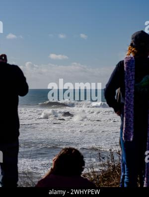 Zuschauer, Mavericks, Big Wave Surfen, Am Meer, An Der Küste, Surfbeobachter, Extremsport, Adrenalin Stockfoto