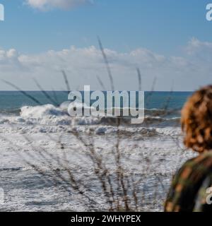 Zuschauer, Mavericks, Big Wave Surfen, Am Meer, An Der Küste, Surfbeobachter, Extremsport, Adrenalin Stockfoto