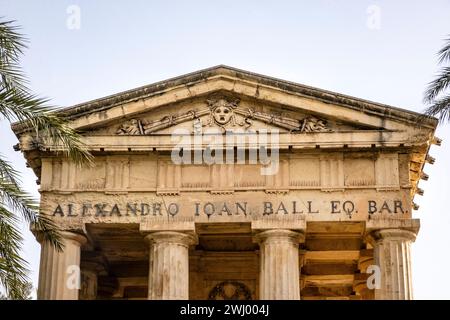 Denkmal für Alexander John Ball, britischer Gouverneur von Malta von 1802 bis 1809, in Valletta Stockfoto