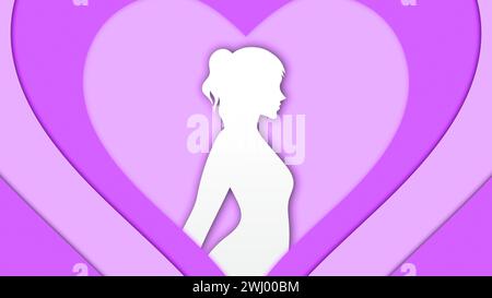 Damen-Silhouette im Lagenlook mit weiblichen Symbolen Stockfoto
