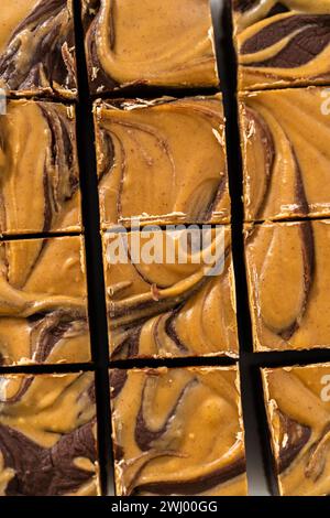 Schokoladenfudge mit Erdnussbutter wirbeln Stockfoto