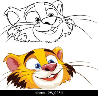 Vektor-Illustration eines glücklichen, bunten Tigers Stock Vektor