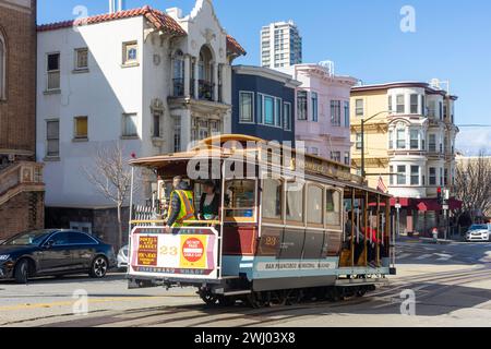 San Francisco Powell & Mason Cable Car, Powell Street, Union Square, San Francisco, Kalifornien, Usa Stockfoto