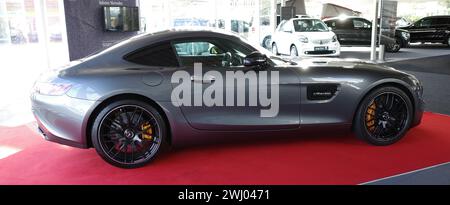 Tterbeck, Deutschland - 1. November 2022 die Seite eines Mercedes Benz AMG GT S in Metallic-Grau Stockfoto