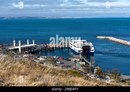 Kangaroo Island Fährhafen in Cape Jervis, Südaustralien Stockfoto