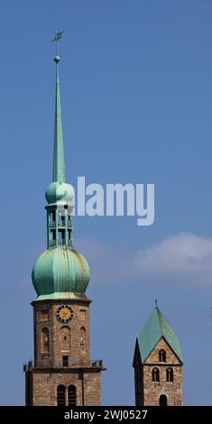 Kirchtürme der Reinoldikirche und Marienkirche, Dortmund, Ruhrgebiet, Deutschland, Europa Stockfoto