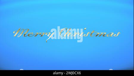 Bild von Merry christmas Text über Wellen auf blauem Hintergrund Stockfoto