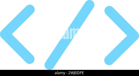 Anführungszeichen in der Programmierung. Mathematische Zeichenwinkelklammern, abstraktes Techno-Element für modernes und Retro-technologisches Design. Einfacher Farbvekt Stock Vektor