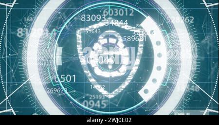 Bild des Scans und Änderung der Zahlen auf grünem Hintergrund Stockfoto