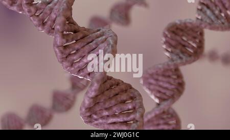 Das 3D-Rendering von DNA, kurz für Desoxyribonukleinsäure, ist das Molekül, das den Plan für das Leben enthält. Stockfoto