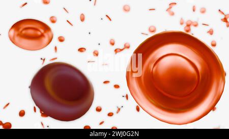 Die 3D-Darstellung von hypochromen roten Blutkörperchen sind rote Blutkörperchen, die bei der Untersuchung unter einem Mikroskop weniger Farbe als normal haben. Stockfoto