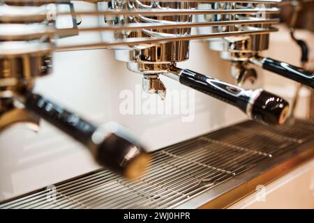 Nahaufnahme der Kaffeemaschine Stockfoto