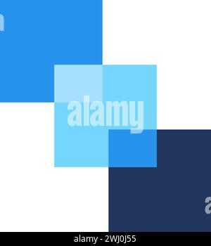 Mosaikverbindungsquadrat. Kaleidoskop aus blauen Farben, abstraktes Techno-Element für modernes und Retro-technologisches Design. Einfache Farbvektorpiktogra Stock Vektor
