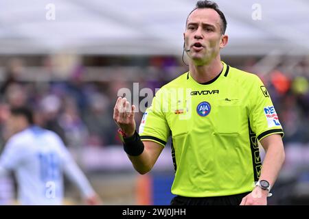 Florenz, Italien. Februar 2024. Ermanno Feliciani (Schiedsrichter) während des ACF Fiorentina vs Frosinone Calcio, italienisches Fußball Serie A Spiel in Florenz, Italien, 11. Februar 2024 Credit: Independent Photo Agency/Alamy Live News Stockfoto