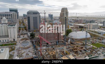 Blick Aus Der Vogelperspektive Auf Den Temple Square In Salt Lake City, Utah Stockfoto