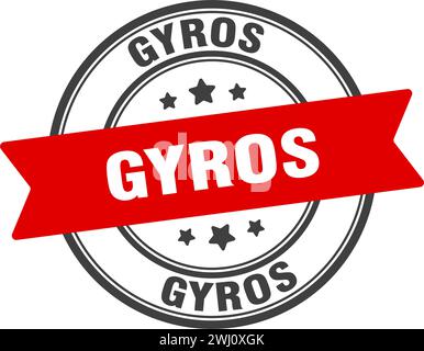 Gyros-Stempel. Rundes Kreisel-Schild. Etikett auf transparentem Hintergrund Stock Vektor