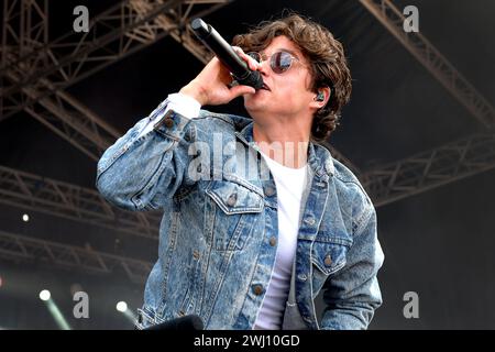 Rockband The Vamps live auf der Bühne, South Tyneside Music Festival 10. Juli 2023, Bents Park, South Shields, Nordostengland, Großbritannien Stockfoto