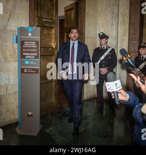 Mailand, Italien. Februar 2024. Foto Stefano Porta/LaPresse12-02-2024 Milano, Italia - Cronaca - Udienza del Processo a Alessandro Impagnatiello per l'omicidio di Giulia Tramontano Nella foto: L'avvocato Giovanni Cacciapuoti 12. Februar 2024 Mailand, Italien - Nachrichten - Prozess gegen Alessandro Impagnatiello wegen Mordes Mordes an Giulia Tramontano Giulia Tramontano Credit: LaPresse/Alamy Live News Stockfoto