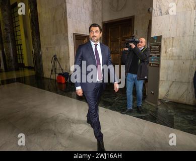 Mailand, Italien. Februar 2024. Foto Stefano Porta/LaPresse12-02-2024 Milano, Italia - Cronaca - Udienza del Processo a Alessandro Impagnatiello per l'omicidio di Giulia Tramontano Nella foto: L'avvocato Giovanni Cacciapuoti 12. Februar 2024 Mailand, Italien - Nachrichten - Prozess gegen Alessandro Impagnatiello wegen Mordes Mordes an Giulia Tramontano Giulia Tramontano Credit: LaPresse/Alamy Live News Stockfoto