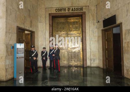 Mailand, Italien. Februar 2024. Foto Stefano Porta/LaPresse12-02-2024 Milano, Italia - Cronaca - Udienza del Processo a Alessandro Impagnatiello per l'omicidio di Giulia Tramontano 12. Februar 2024 Mailand, Italien - Nachrichten - Prozess gegen Alessandro Impagnatiello wegen Mordes an Giulia Tramontano Credit: LaPresse/Alamy Live News Stockfoto