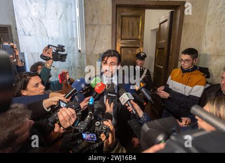 Mailand, Italien. Februar 2024. Foto Stefano Porta/LaPresse12-02-2024 Milano, Italia - Cronaca - Udienza del Processo a Alessandro Impagnatiello per l'omicidio di Giulia Tramontano Nella foto: L'avvocato Giovanni Cacciapuoti 12. Februar 2024 Mailand, Italien - Nachrichten - Prozess gegen Alessandro Impagnatiello wegen Mordes Mordes an Giulia Tramontano Giulia Tramontano Credit: LaPresse/Alamy Live News Stockfoto