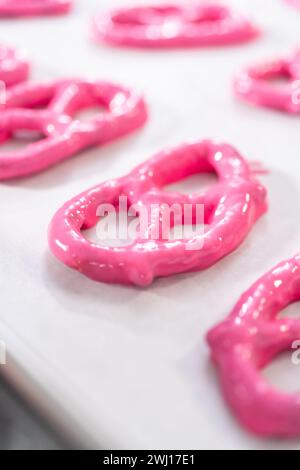Pretzel Twist Mit Schokoladenüberzogene Gourmet-Spezialitäten Stockfoto