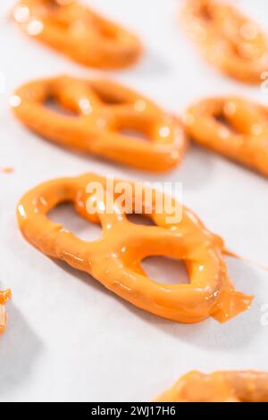 Pretzel Twist Mit Schokoladenüberzogene Gourmet-Spezialitäten Stockfoto