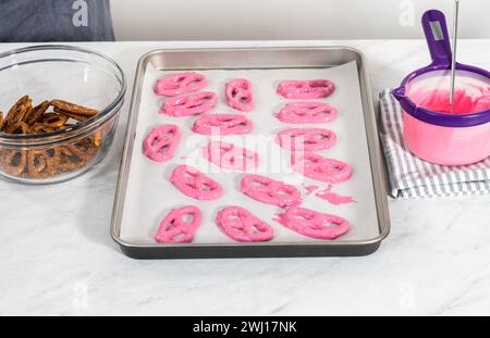 Pretzel Twist Mit Schokoladenüberzogene Gourmet-Spezialitäten Stockfoto