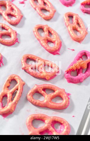 Pretzel Twist Mit Schokoladenüberzogene Gourmet-Spezialitäten Stockfoto