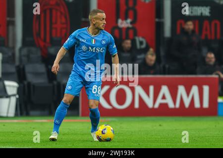 Mailand, Italien. Februar 2024. Stanislav Lobotka vom SSC Napoli wurde während des Fußballspiels der Serie A 2023/24 zwischen dem AC Milan und dem SSC Napoli im San Siro Stadion gezeigt. Endresultate; Mailand 1 | 0 Neapel. (Foto: Fabrizio Carabelli/SOPA Images/SIPA USA) Credit: SIPA USA/Alamy Live News Stockfoto