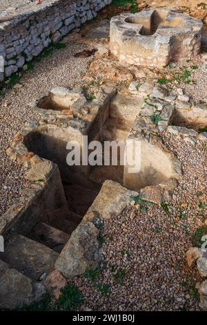 Taufbecken der Basilika Son Peretó des paläochristlichen Kultes, archäologische Stätte Son Peretó, Manacor, Mallorca, Balearen, Spanien Stockfoto