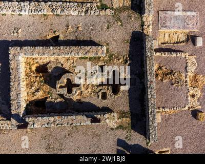 Taufbecken der Basilika Son Peretó des paläochristlichen Kultes, archäologische Stätte Son Peretó, Manacor, Mallorca, Balearen, Spanien Stockfoto