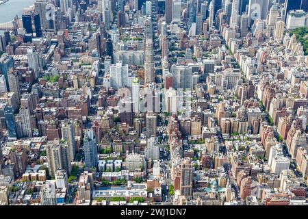 New York City Skyline Wolkenkratzer von Manhattan Immobilien aus der Vogelperspektive in den USA Stockfoto