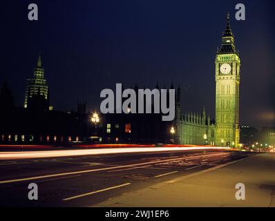 Vereinigtes Königreich. England. London. Westminster. Houses of Parliament in der Nacht. Stockfoto