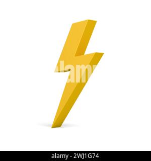 Thunderbolt. Donner. Blitz. Symbol. Symbol. Gelb. 3D-Abbildung. Stockfoto