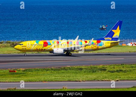 Skymark Airlines Boeing 737-800 Flugzeug Tokio Haneda Flughafen in Japan Pikachu Jet BC2 Sonderlackierung Stockfoto