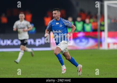 Chorzow, Polen. Februar 2024. Maciej Sadlok von Ruch Chorzow wurde während des Polnischen PKO Ekstraklasa League 2023/2024 im Slaski-Stadion in Aktion gesehen. Endstand; Ruch Chorzow 0:1 Legia Warszawa. Quelle: SOPA Images Limited/Alamy Live News Stockfoto