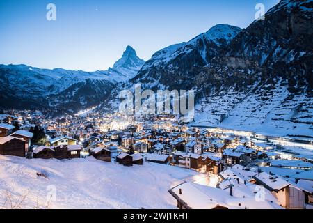 Fantastischer Blick auf den Matterhorn Gipfel von Zermatt Stockfoto