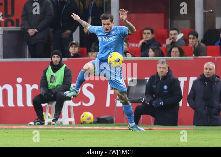 Mailand, Italien. Februar 2024. 11. Februar 2024 Mailand Italien - Sport, Fußball - AC Mailand vs SSC Neapel - Fußballmeisterschaft 2023/2024 - Stadio San Siro - im Bild: Pasquale Mazzocchi napoli Credit: Kines Milano/Alamy Live News Stockfoto