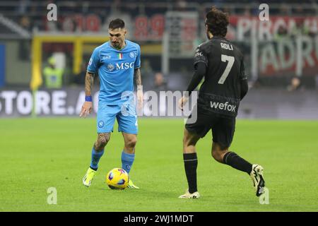 Mailand, Italien. Februar 2024. 11. Februar 2024 Mailand Italien - Sport, Fußball - AC Mailand vs SSC Neapel - Fußballmeisterschaft 2023/2024 - Stadio San Siro - im Bild: politano napoli Credit: Kines Milano/Alamy Live News Stockfoto