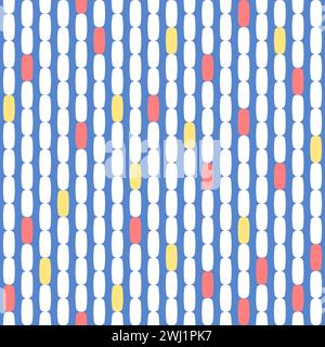 Nahtloses Retro-Stoffmuster. Farbenfrohes Muster mit Vektormoden. Geometrische ovale Perlen verketten grundlegende Vektortextur. Stock Vektor