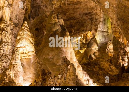 Der Carlsbad Caverns National Park befindet sich im US-Bundesstaat New Mexico und ist weltweit berühmt für seine Tropfsteinhöhlen, die CA Stockfoto